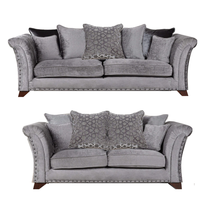 Vesper 3 Seater & 2 Seater Sofa Set - Choice Of Scatter or Standard Back & Fabrics - The Furniture Mega Store 