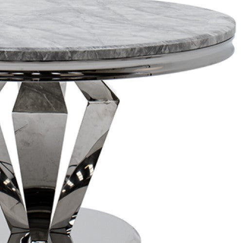 Arturo Round Grey Marble Top Dining Table - The Furniture Mega Store 