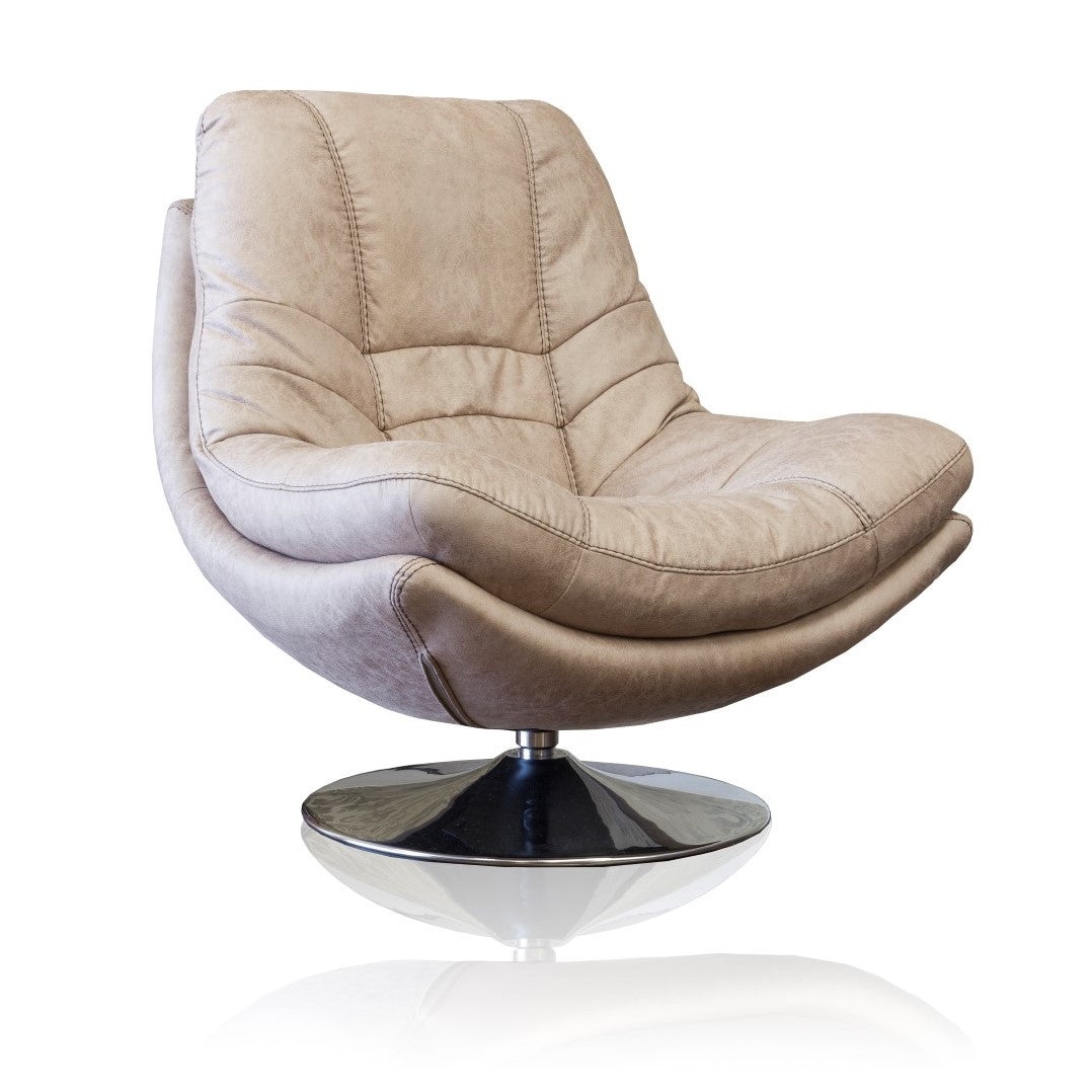 Luxe Fabric & Chrome Swivel Chair - Choice Of Colours - The Furniture Mega Store 