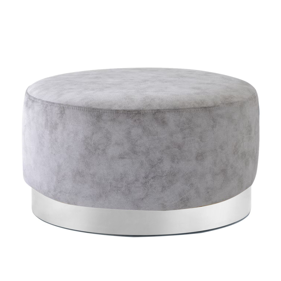 Bond Round Cocktail Ottoman - Choice Of Fabrics & Chrome Or Gold Base - The Furniture Mega Store 