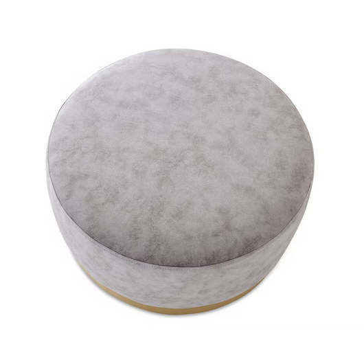 Bond Round Cocktail Ottoman - Choice Of Fabrics & Chrome Or Gold Base - The Furniture Mega Store 