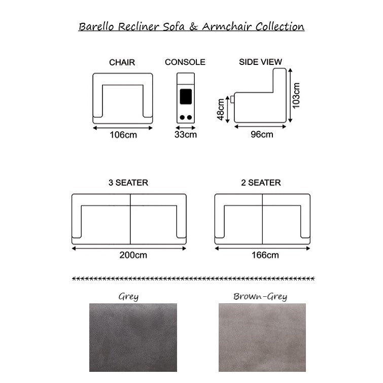 Barello Recliner Sofa & Armchair Collection - Optional Drinks-Storage & Choice of Colours - The Furniture Mega Store 