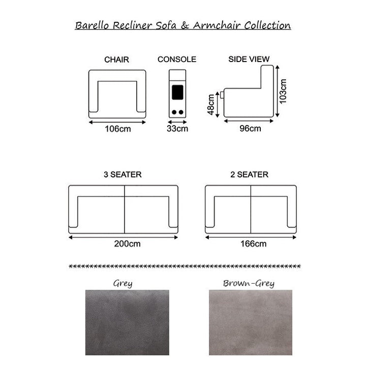 Barello Recliner Sofa & Armchair Collection - Optional Drinks-Storage & Choice of Colours - The Furniture Mega Store 