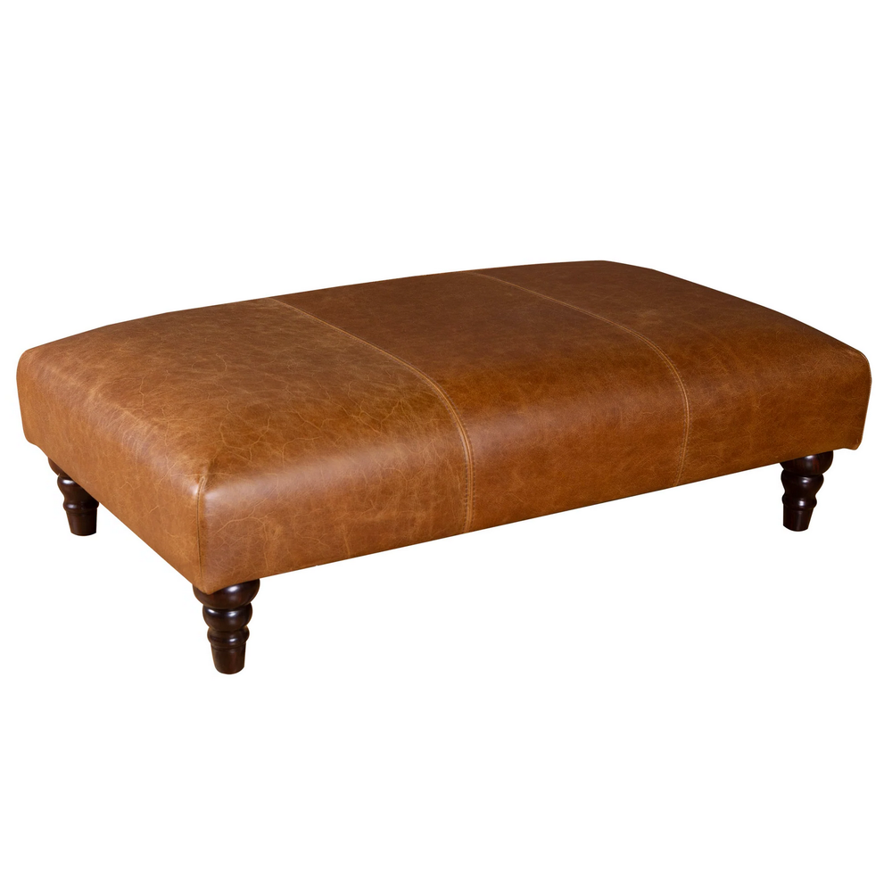 Beatrix Leather Footstool - Choice Of Feet & Leathers - The Furniture Mega Store 