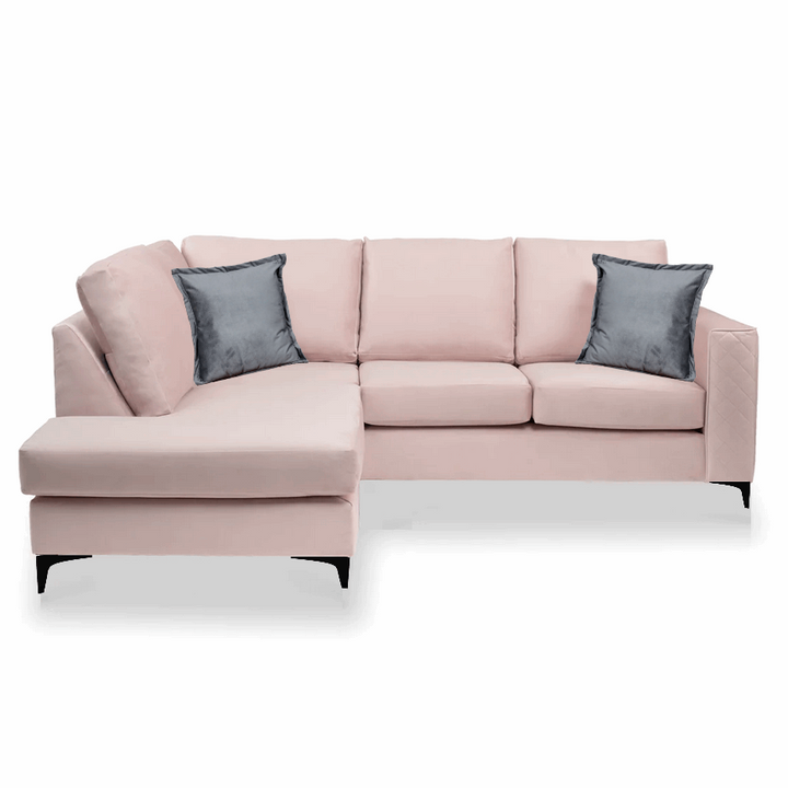 Darcy Velvet Corner Chaise Sofa - Choice Of Colours - The Furniture Mega Store 