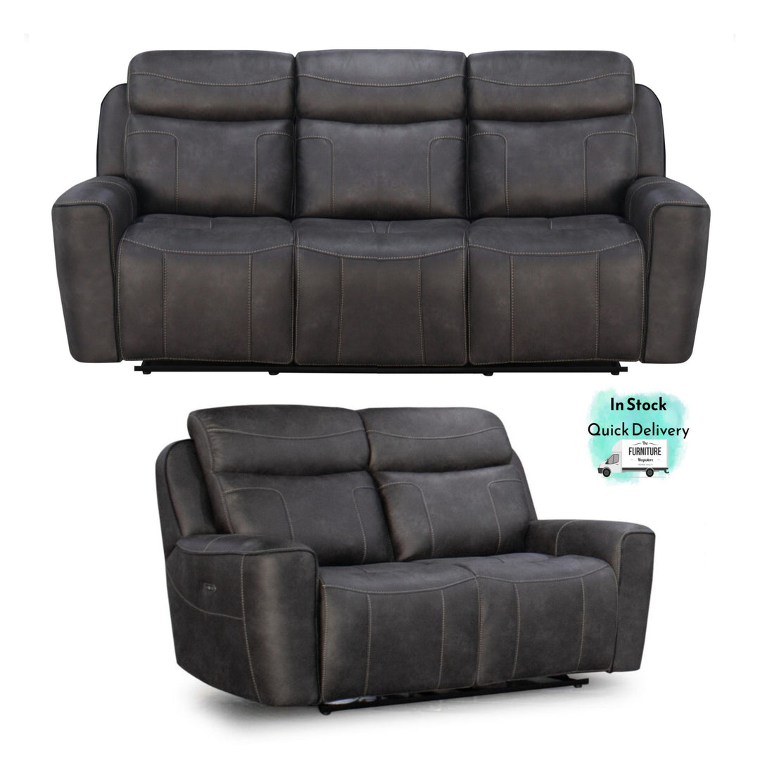 Bohemia Power Recliner 3 Seater & 2 Seater Sofa Set - Integrated USB Charging Ports & Silent Power Recline - The Furniture Mega Store 