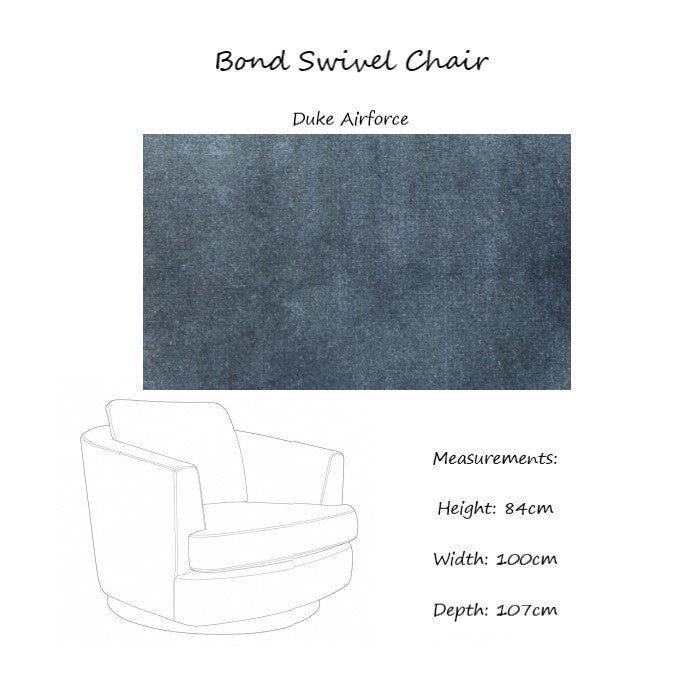 Bond Swivel Chair - Choice Of Fabrics & Chrome Or Gold Base - The Furniture Mega Store 