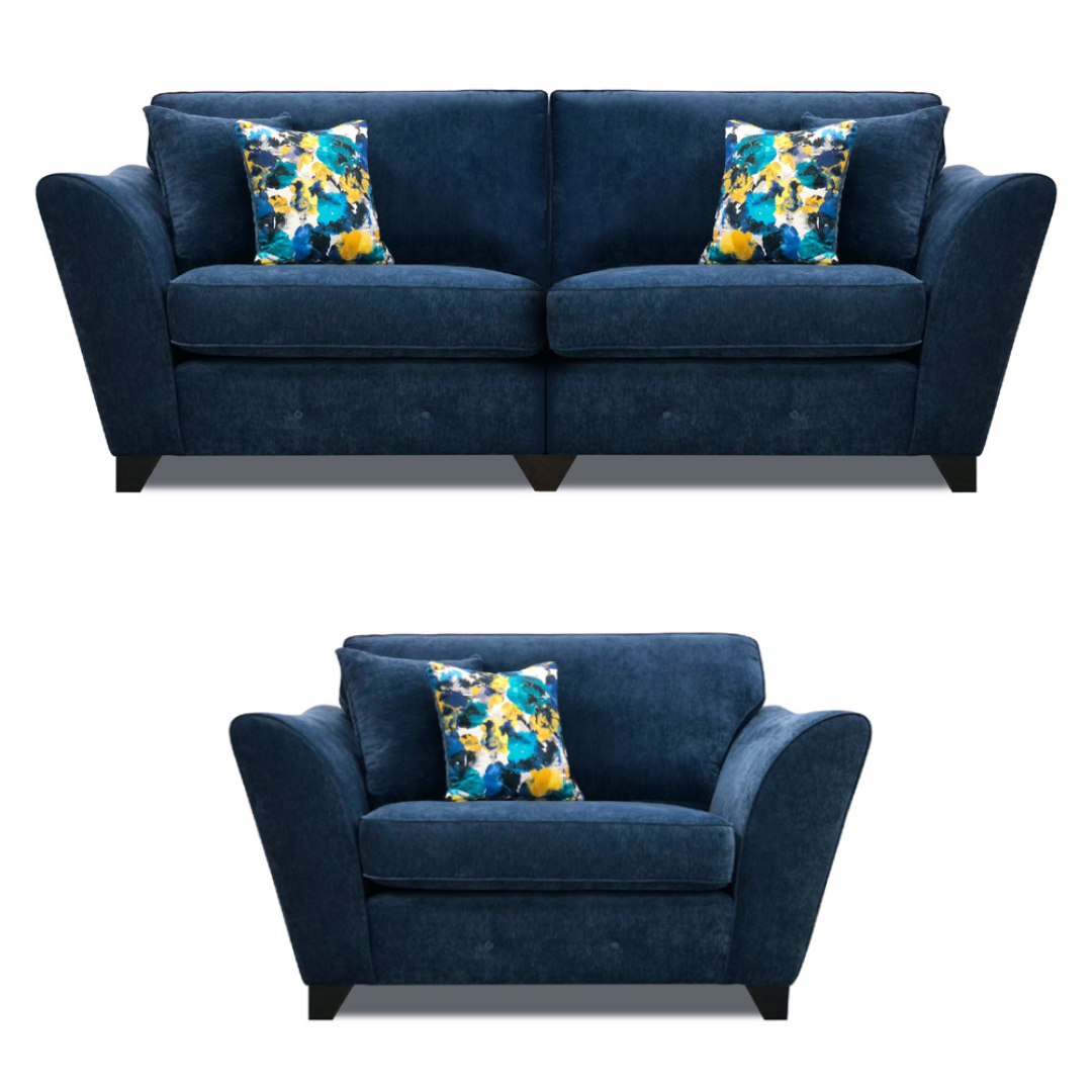 Canterbury Love Chair & 4 Seater Fabric Sofa Set - Choice Of Colours - The Furniture Mega Store 