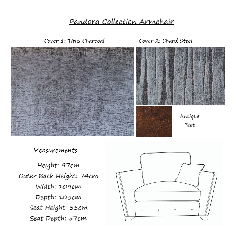 Pandora Armchair & Love Chair Collection - Choice Of Fabrics & Feet - The Furniture Mega Store 