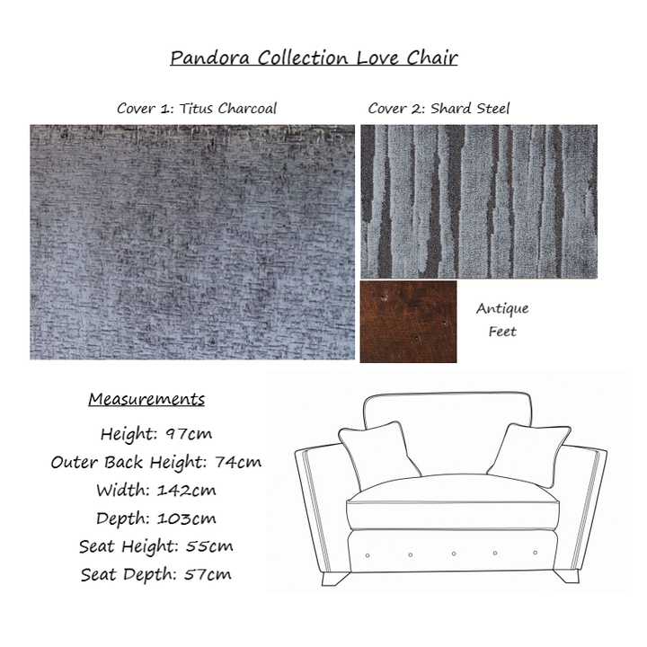 Pandora Armchair & Love Chair Collection - Choice Of Fabrics & Feet - The Furniture Mega Store 