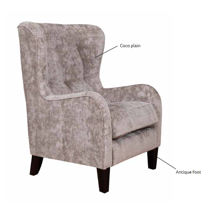 Raffles Wing Accent Chair - Coco Plain Truffle - The Furniture Mega Store 