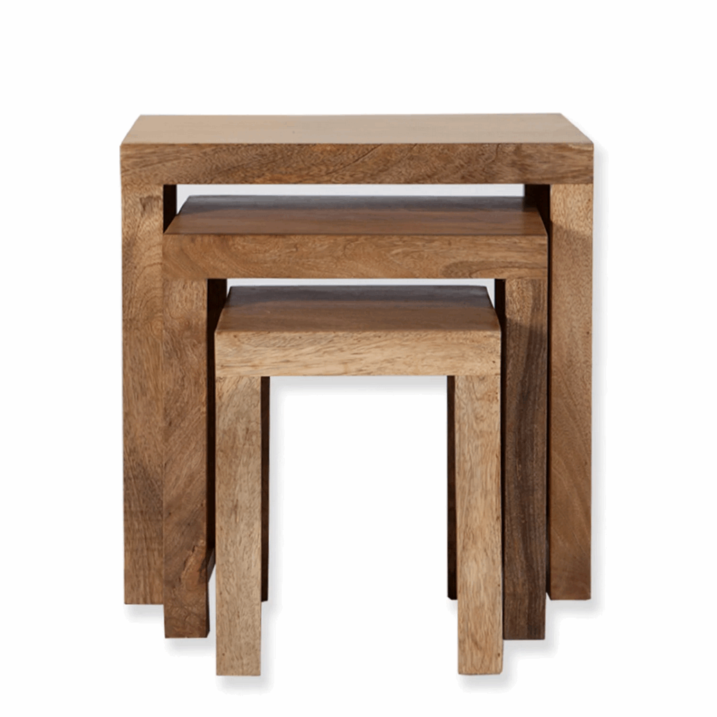 Cuban Mango Wood Nest Of 3 Tables - The Furniture Mega Store 