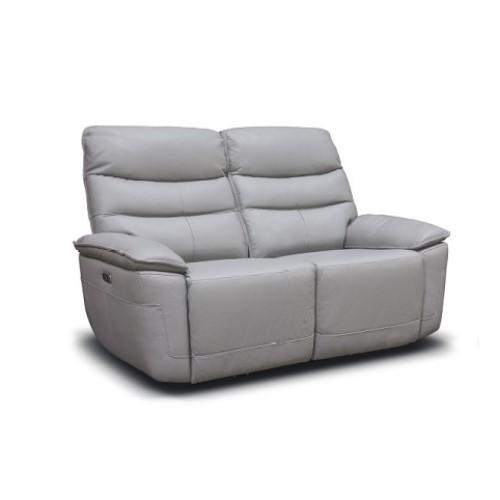 Grayson Power Grey Leather Recliner 3 + 2 Set - Integrated USB Ports & Adjustable Headrests - The Furniture Mega Store 