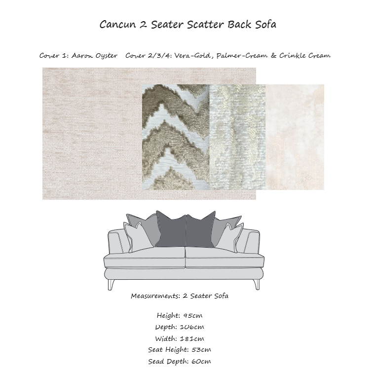 Cancun Fabric Sofa Collection - Scatter or Standard Back & Choice Of Fabrics - The Furniture Mega Store 