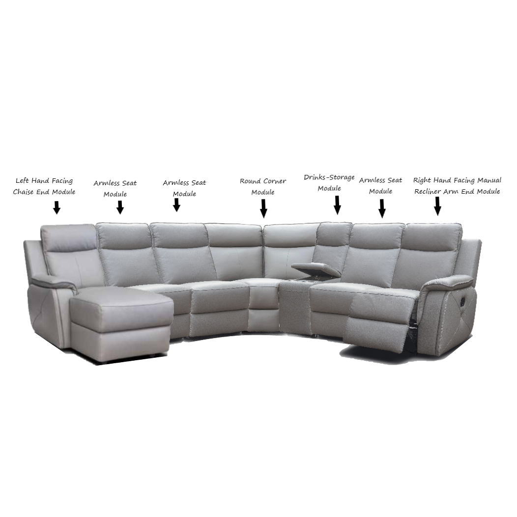 Clayton Leather Modular Recliner Sofa Collection - Choice Of Colours - The Furniture Mega Store 