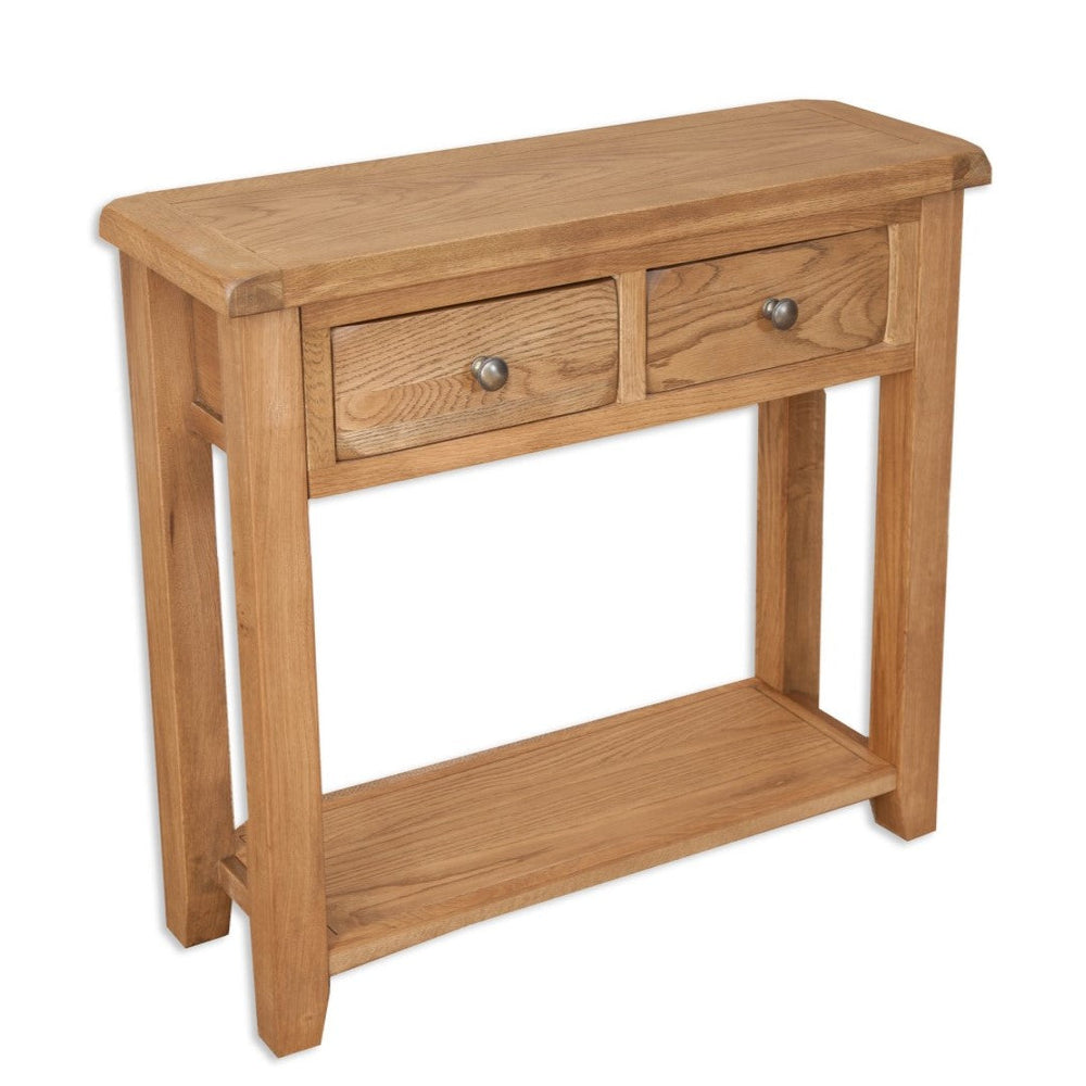 Wiltshire Country Oak 2 Drawer Console Table - The Furniture Mega Store 