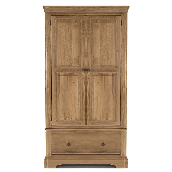 Chambery Natural Oak 2 Door 1 Drawer Wardrobe - The Furniture Mega Store 