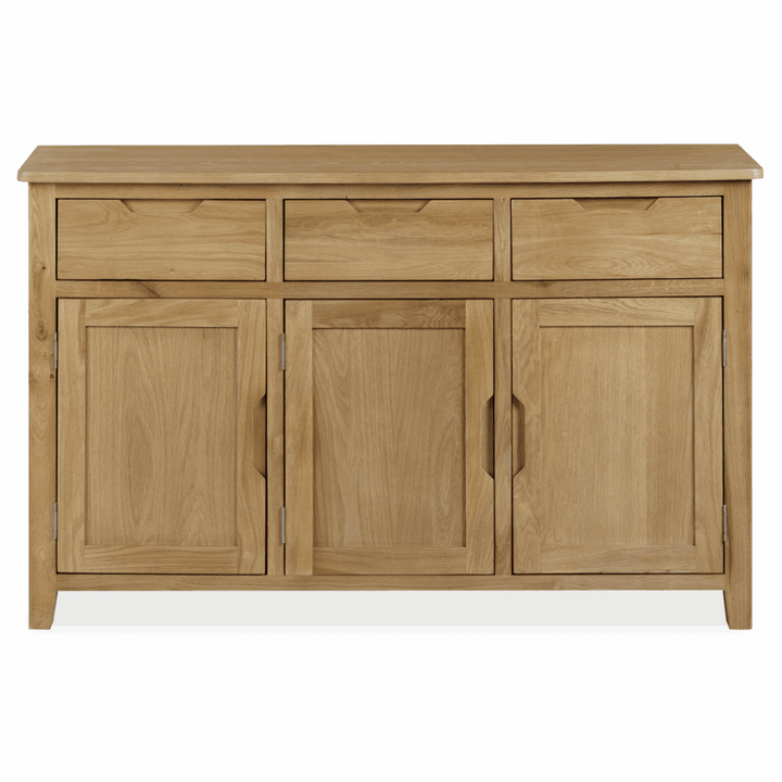 Devon Natural Oak Large 3 Door 3 Drawer Sideboard - The Furniture Mega Store 