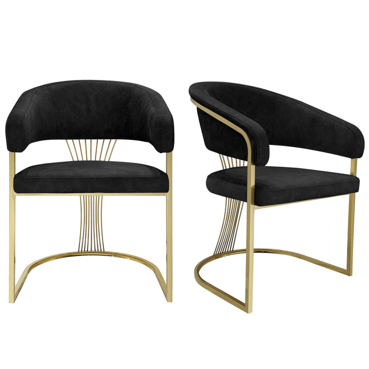 Portia Black & Gold Frame Dining Chairs - Sold In Pairs - The Furniture Mega Store 