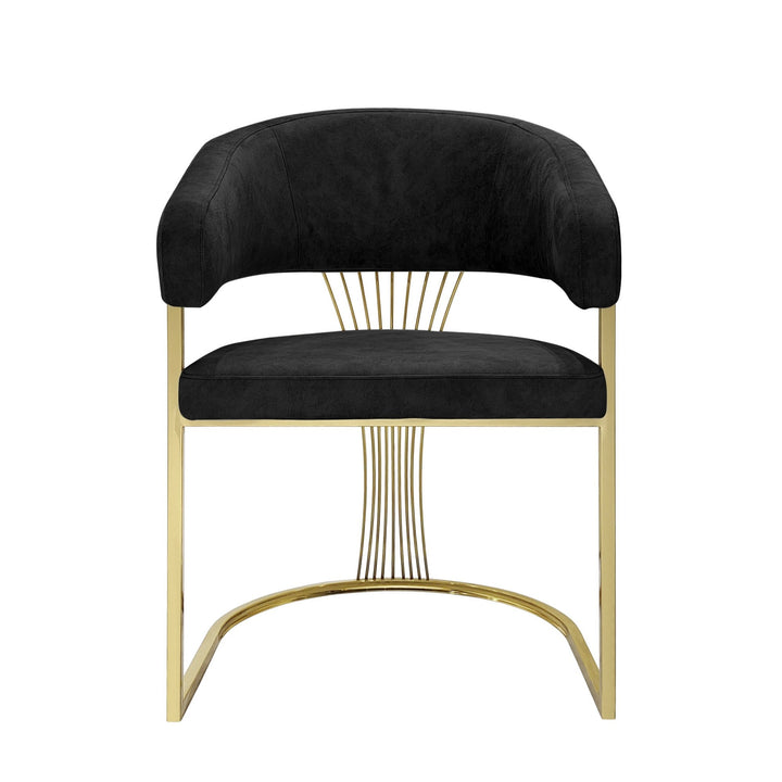 Portia Black & Gold Frame Dining Chairs - Sold In Pairs - The Furniture Mega Store 