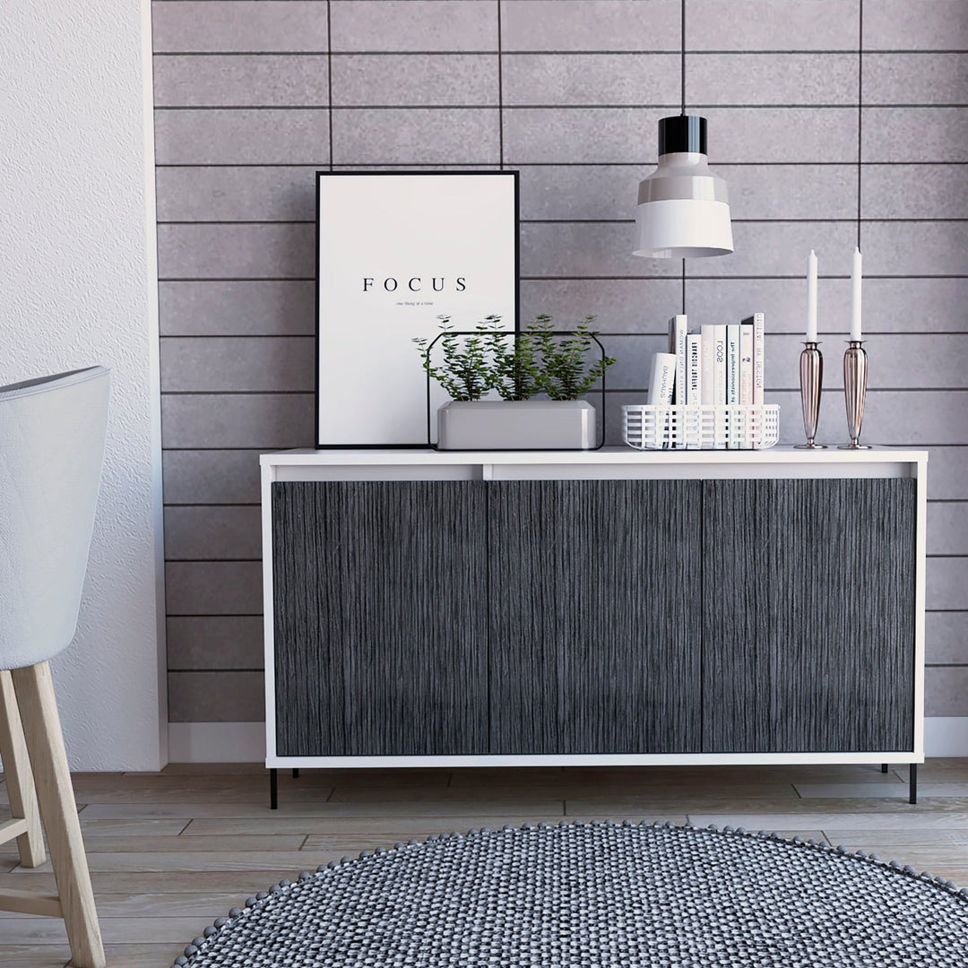 Detroit White & Carbon Grey Oak Woodgrain Medium Sideboard - The Furniture Mega Store 