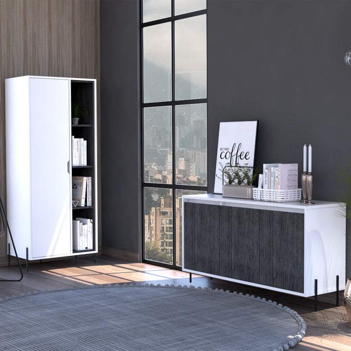 Detroit White & Carbon Grey Oak Woodgrain Medium Sideboard - The Furniture Mega Store 