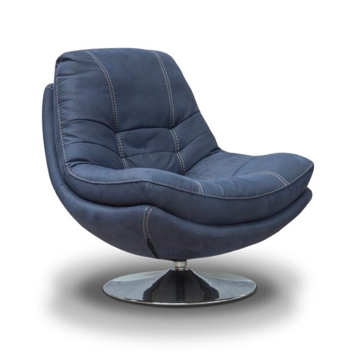 Luxe Fabric & Chrome Swivel Chair - Choice Of Colours - The Furniture Mega Store 