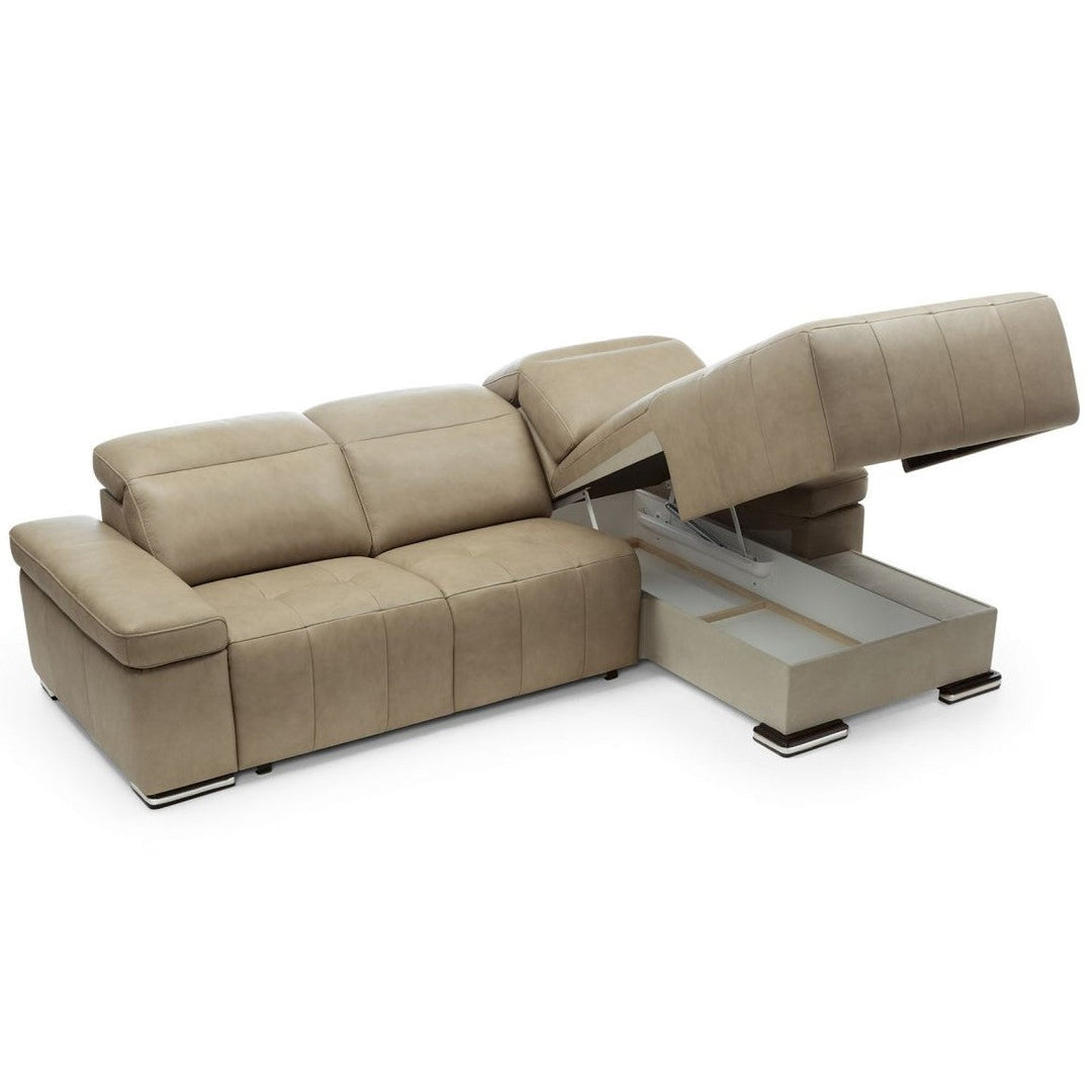 Domo Luxury Leather Chaise Sofa Bed - Choice Of Colours - The Furniture Mega Store 