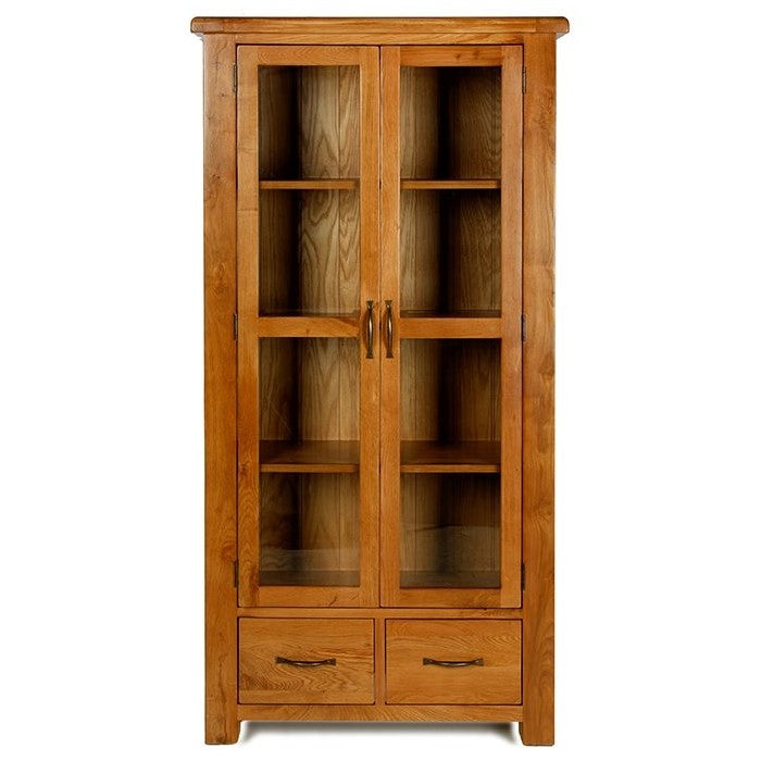 Earlswood Solid Oak Glazed Display Cabinet - The Furniture Mega Store 