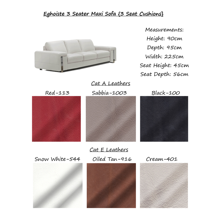 Eghoiste Italian Leather Sofa Collection - Choice Of Sizes & Leathers - The Furniture Mega Store 