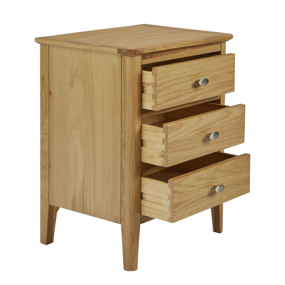 Bath Oak 3 Drawer Bedside Cabinet - The Furniture Mega Store 