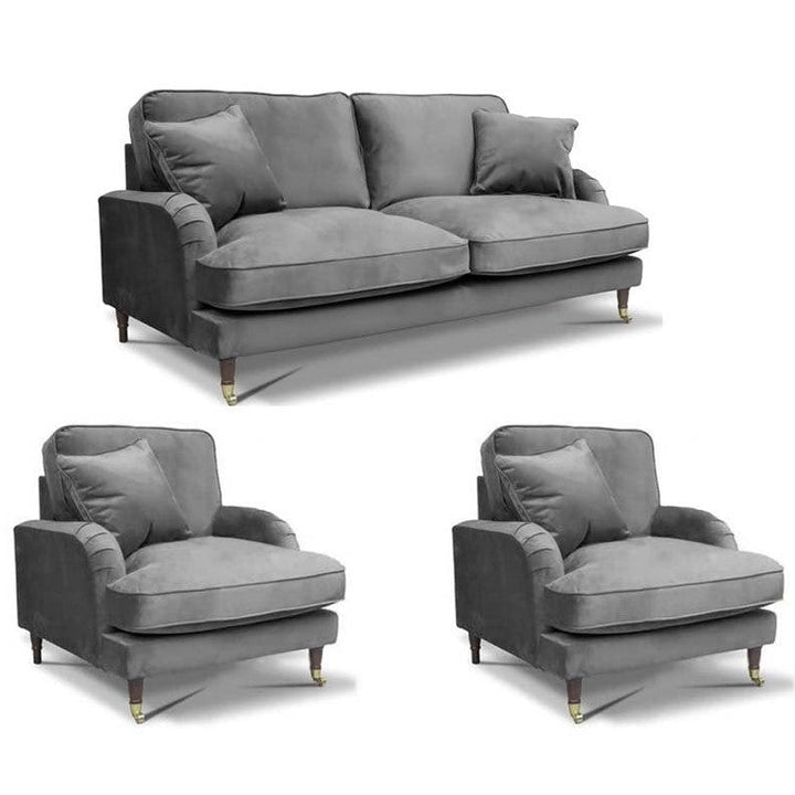 Rupert Velvet 3 Seater Sofa & 2 Armchairs Set - Choice Of Colours - The Furniture Mega Store 