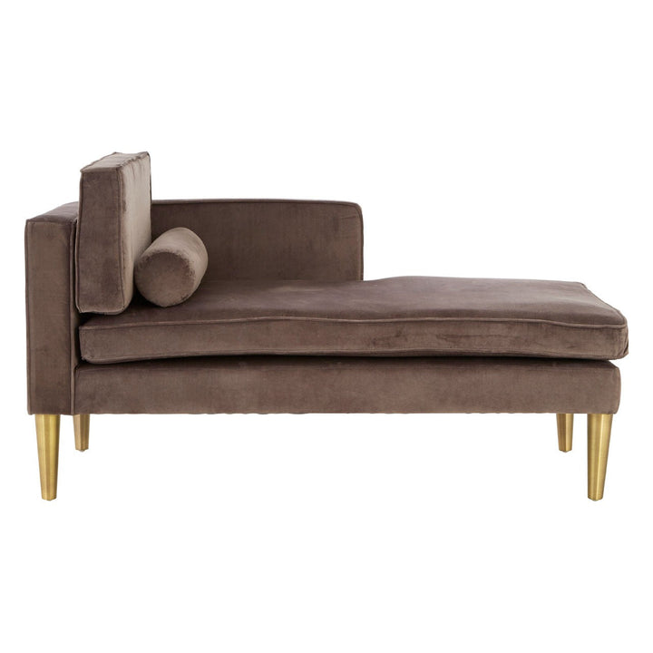 Grey Velvet - Gold Legs Left Arm Chaise Longue - The Furniture Mega Store 