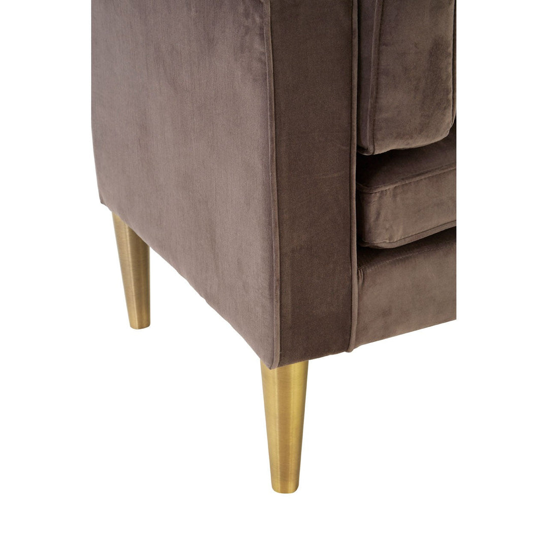 Grey Velvet - Gold Legs Left Arm Chaise Longue - The Furniture Mega Store 