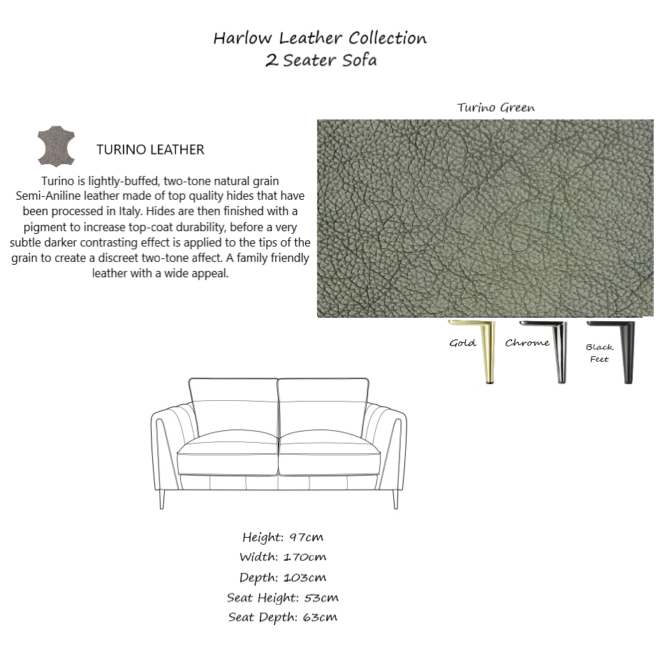 Harlow Leather Sofa Collection - Choice Of Leathers & Feet - The Furniture Mega Store 