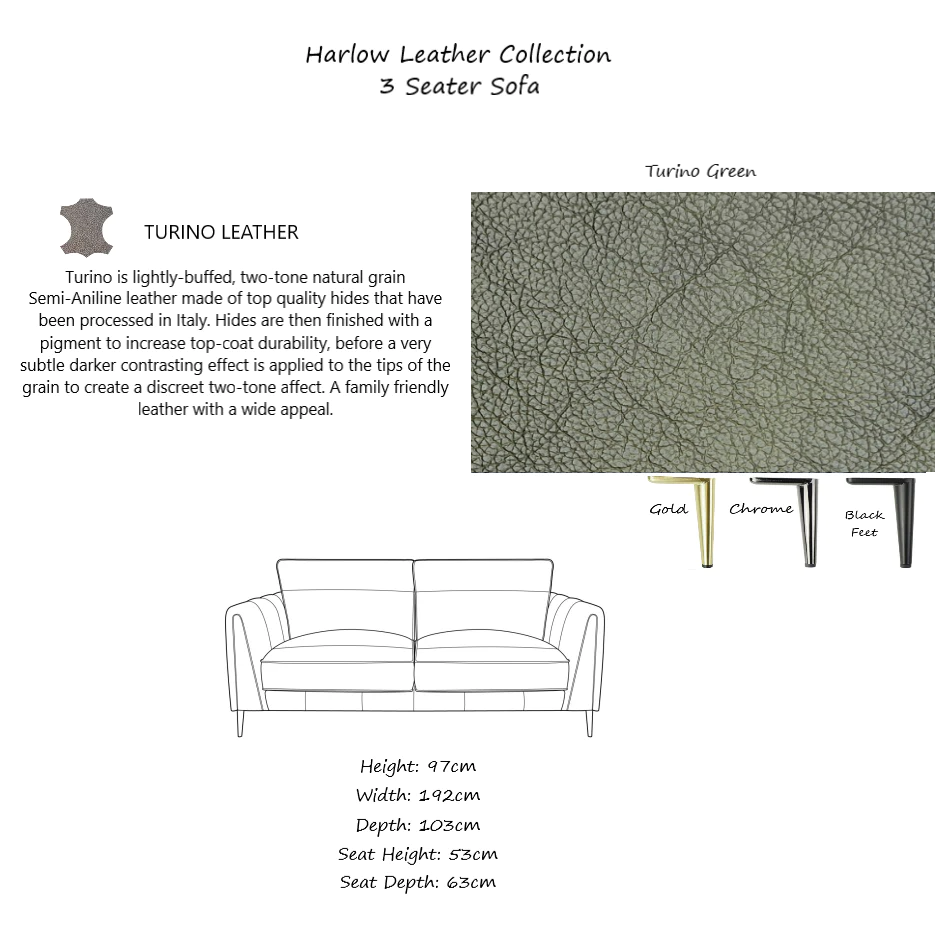 Harlow Leather Sofa Collection - Choice Of Leathers & Feet - The Furniture Mega Store 