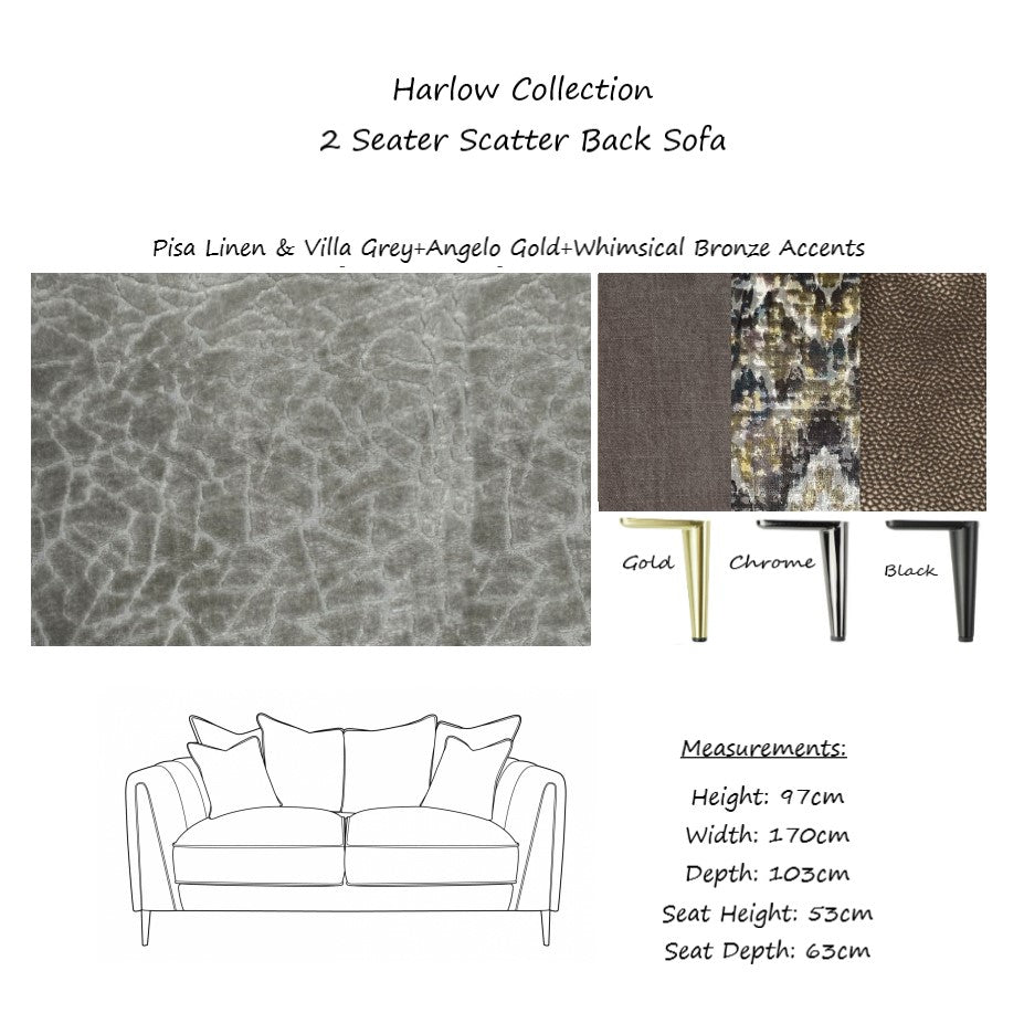 Harlow Fabric Sofa Collection - Choice Of Fabrics & Feet - The Furniture Mega Store 