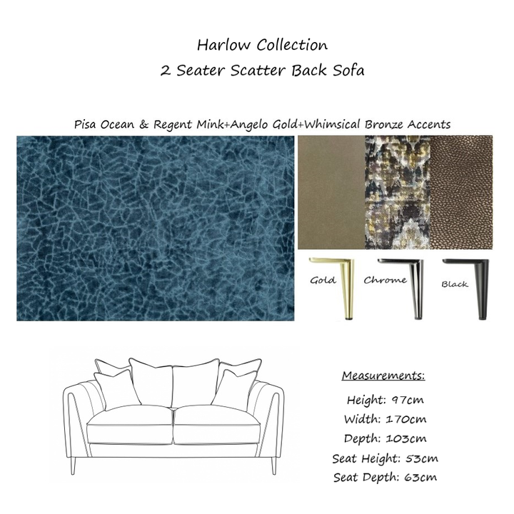 Harlow Fabric Sofa Collection - Choice Of Fabrics & Feet - The Furniture Mega Store 