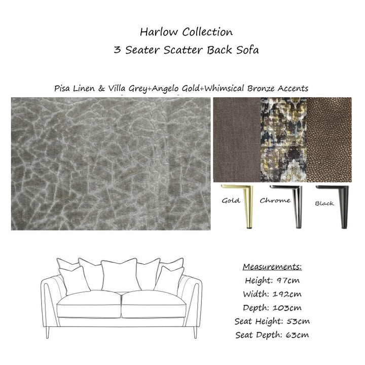 Harlow Fabric Sofa Collection - Choice Of Fabrics & Feet - The Furniture Mega Store 