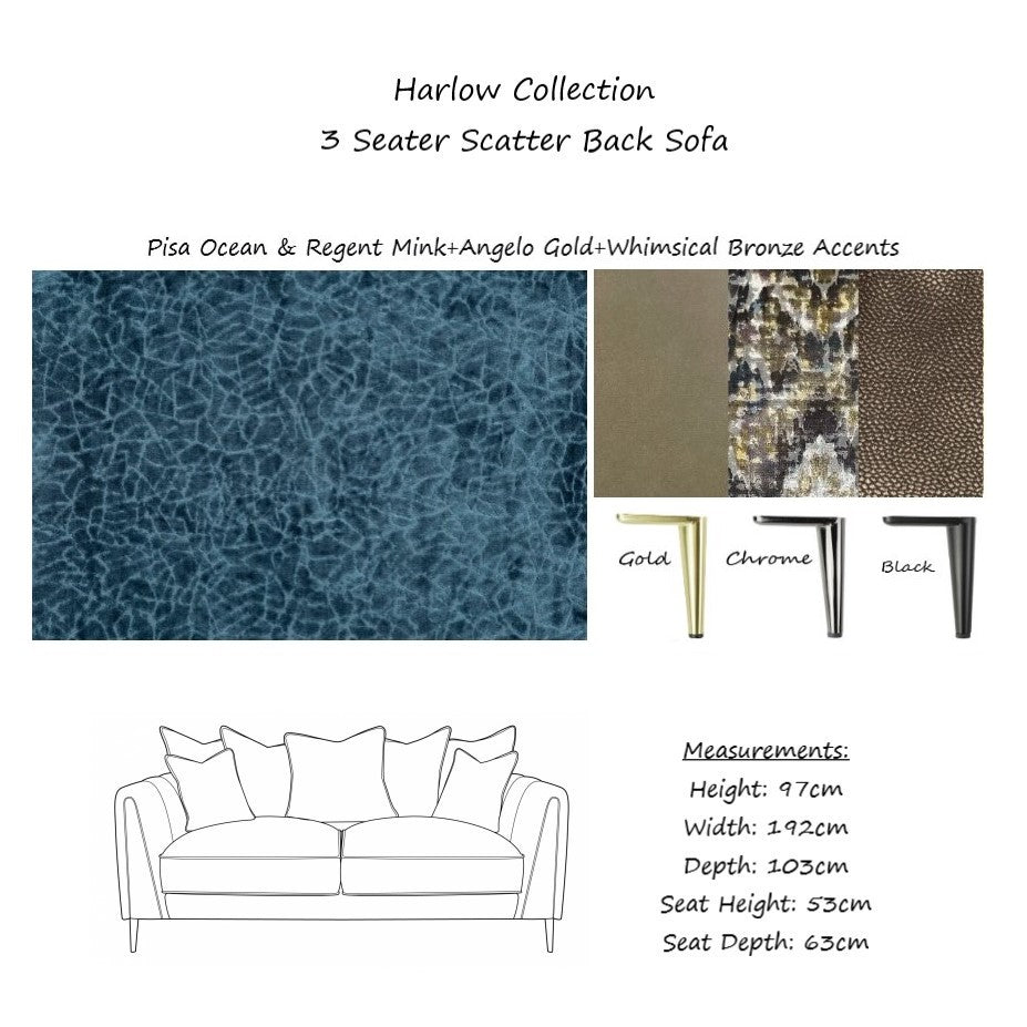 Harlow Fabric Sofa Collection - Choice Of Fabrics & Feet - The Furniture Mega Store 