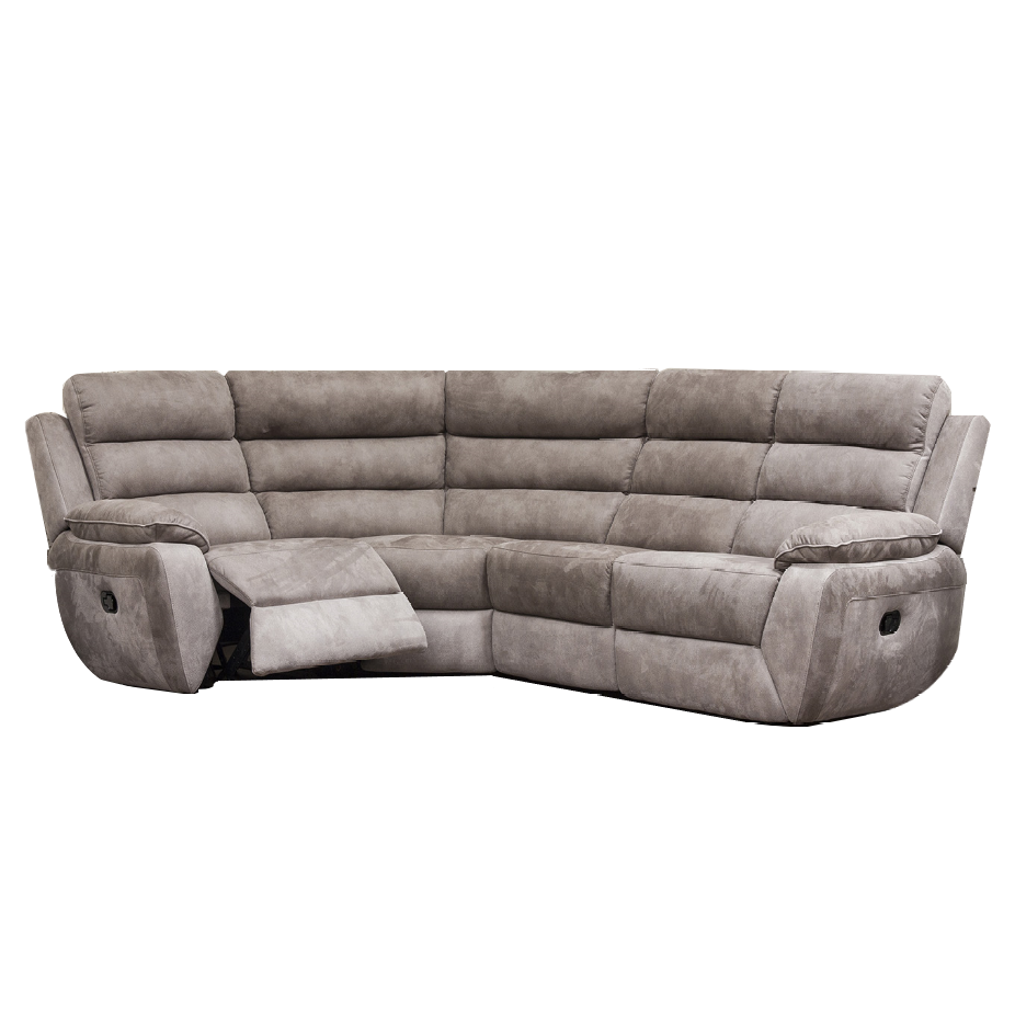 Ellis Corner Modular Fibre Fabric Recliner Sofa - Manual Or Power With USB Charging Port - The Furniture Mega Store 