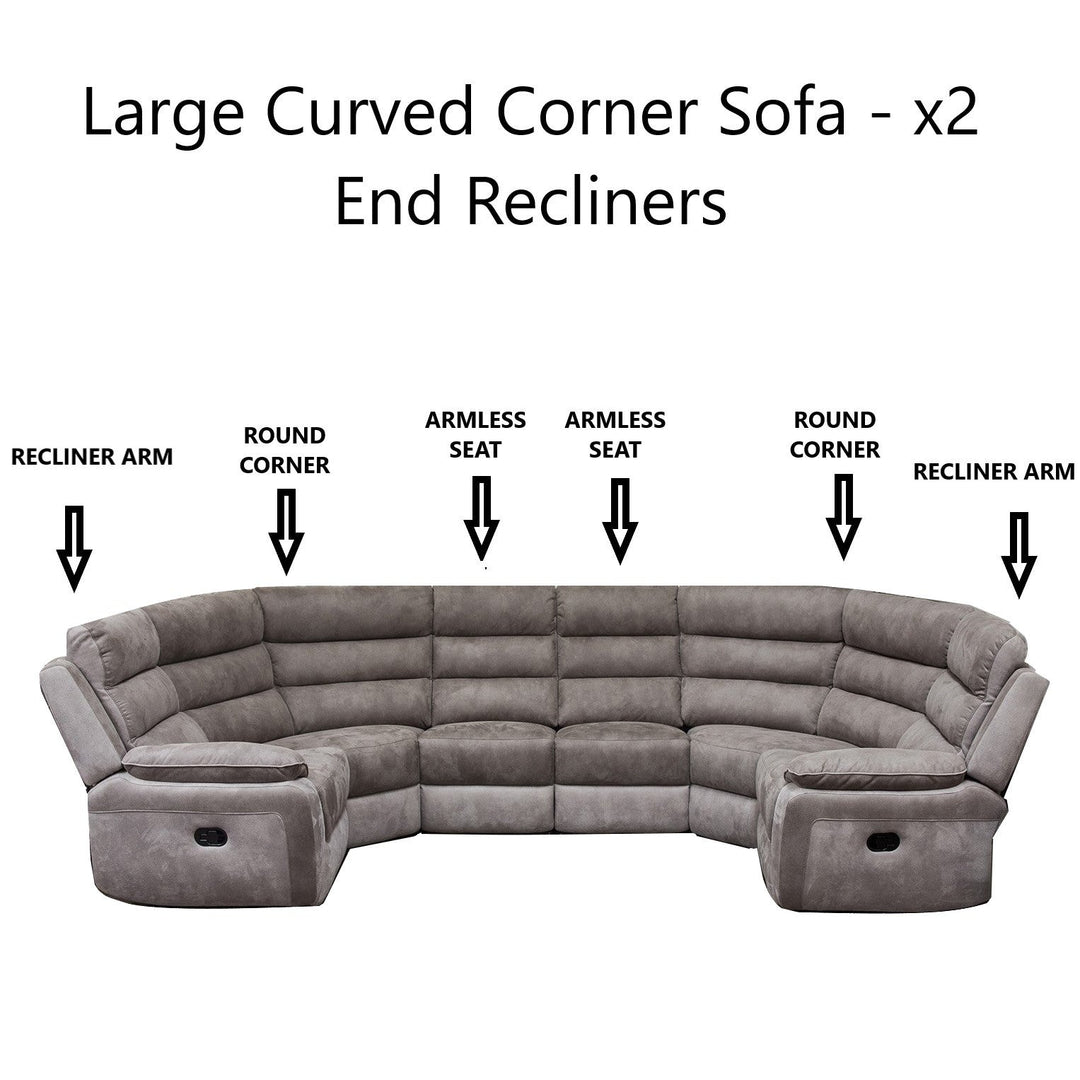 Ellis Corner Modular Fibre Fabric Recliner Sofa - Manual Or Power With USB Charging Port - The Furniture Mega Store 