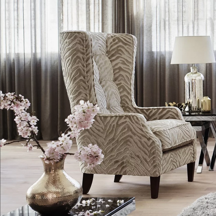 Kenya Fabric Throne Winged Accent Chair - Choice Of Legs - The Furniture Mega Store 