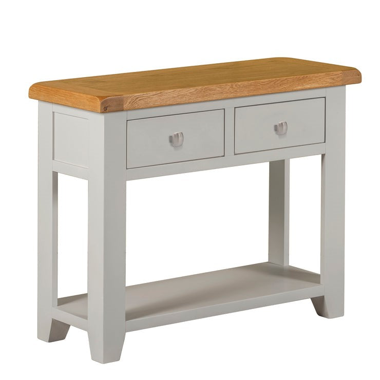 Chester Dove Grey & Solid Oak Console Table - The Furniture Mega Store 