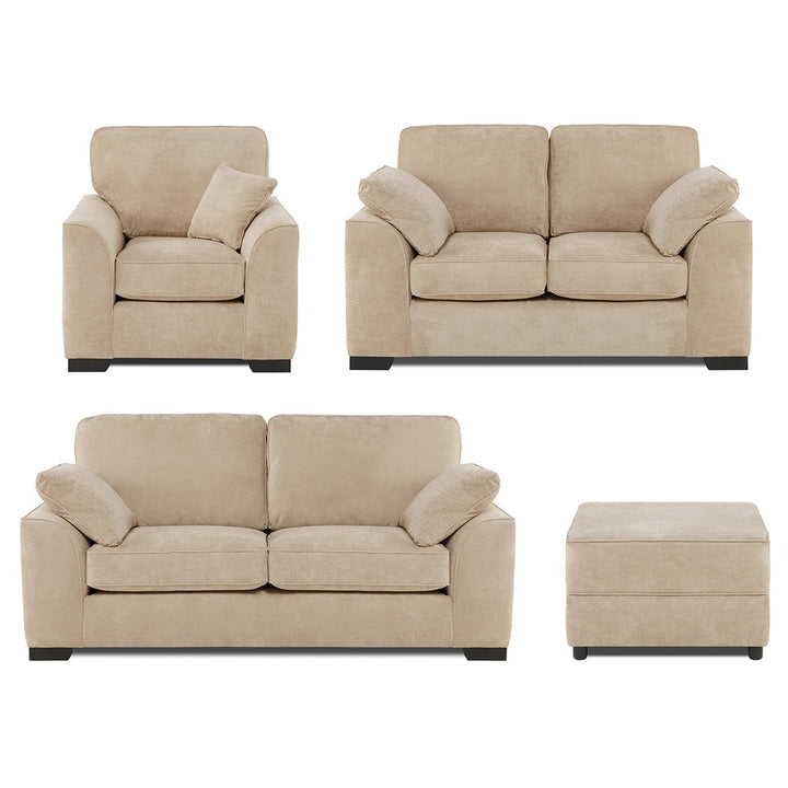 Richmond 3 Seater Sofa, 2 Seater Sofa, Armchair & Footstool Set - Choice Of Colours - The Furniture Mega Store 