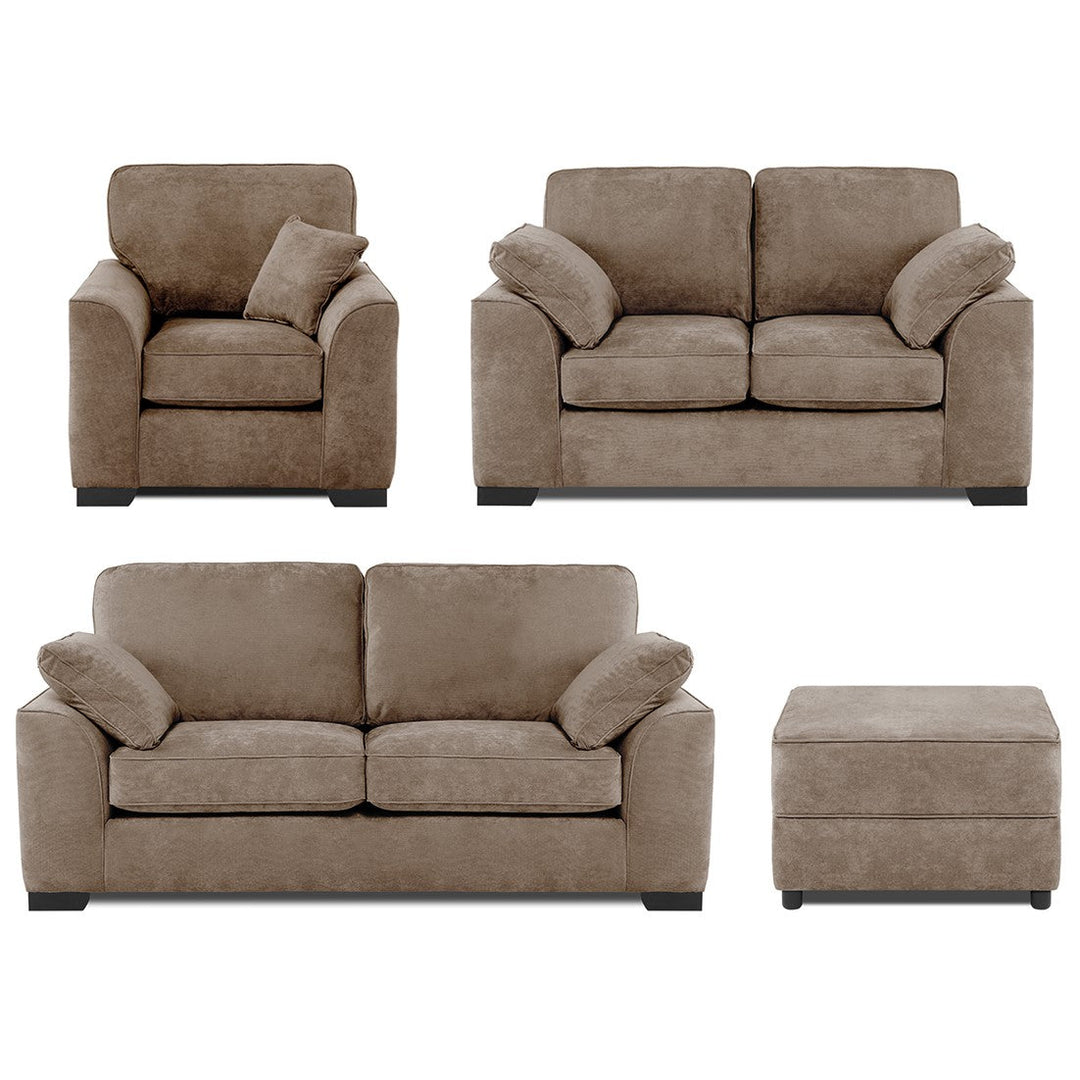 Richmond 3 Seater Sofa, 2 Seater Sofa, Armchair & Footstool Set - Choice Of Colours - The Furniture Mega Store 