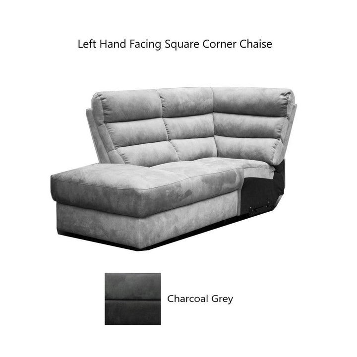 Ellis Corner Modular Fibre Fabric Recliner Sofa - Manual Or Power + USB Charging Port - The Furniture Mega Store 