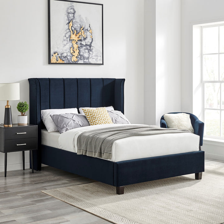 Alegra Navy Blue 4"6 Double Bed - The Furniture Mega Store 