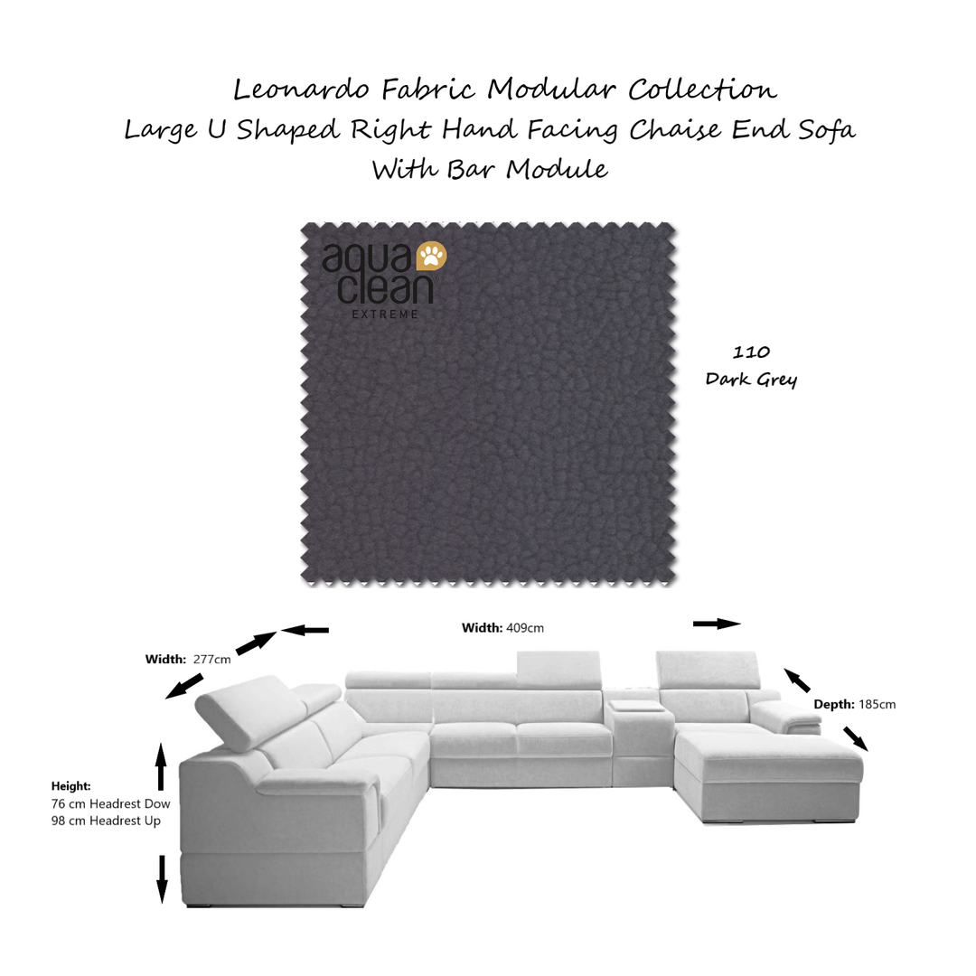 Leonardo Modular Sofa Collection - Choice Of Aqua Clean Fabric or 100% Genuine Leather Upholstery - The Furniture Mega Store 