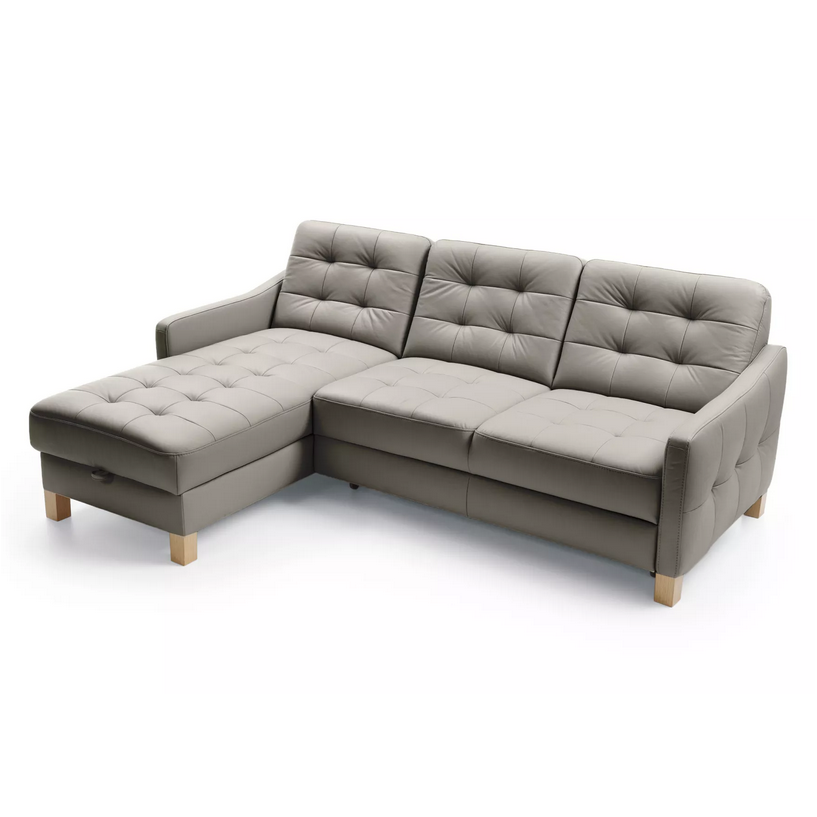 Malmo Leather Corner Chaise Sofa Bed With Storage - The Furniture Mega Store 